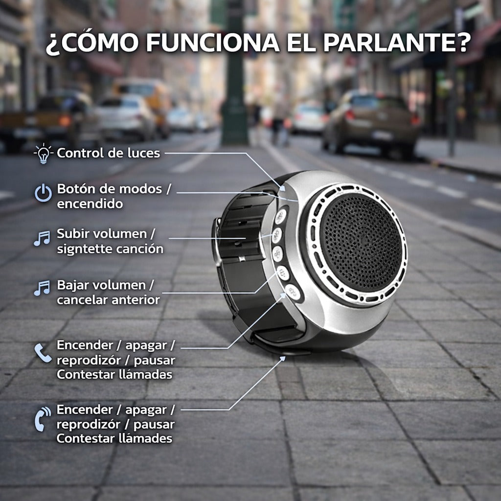 PARLANTE PORTÁTIL EN TU MUÑECA- Música libre donde vayas