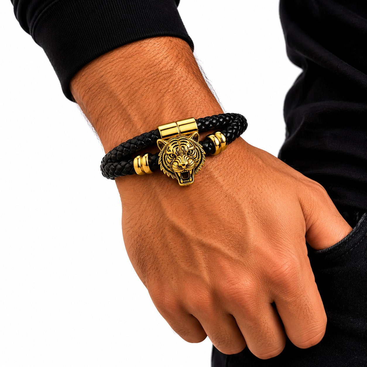 Garra de tigre: Pulsera bañada en oro + estuche premium