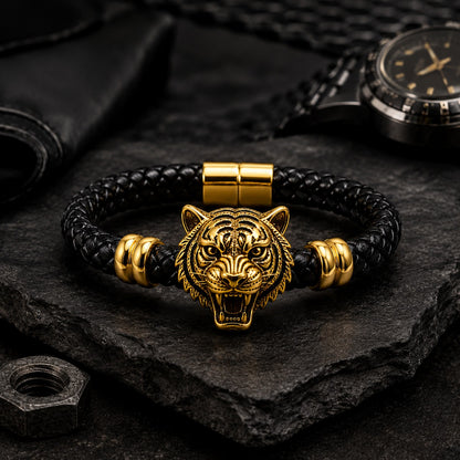Garra de tigre: Pulsera bañada en oro + estuche premium