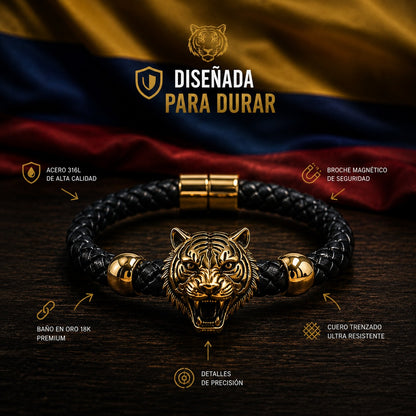 Garra de tigre: Pulsera bañada en oro + estuche premium