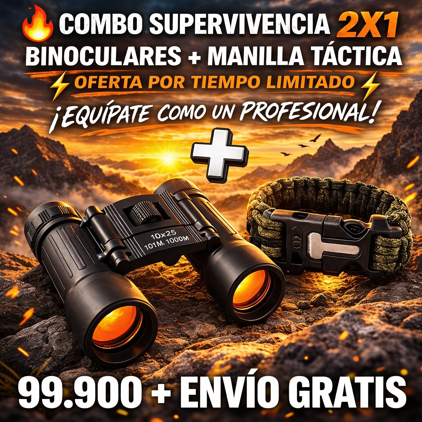 VISIÓN EXTREMA BINOCULARES PRO + MANILLA SUPERVIVENCIA