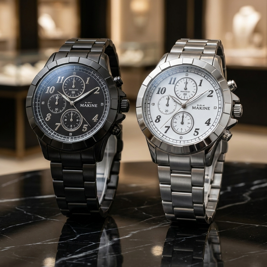 Set Hombre de Acero: Reloj, Billetera, Llavero y Lapicero + en estuche de regalo.