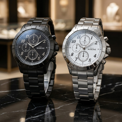Set Hombre de Acero: Reloj, Billetera, Llavero y Lapicero + en estuche de regalo.